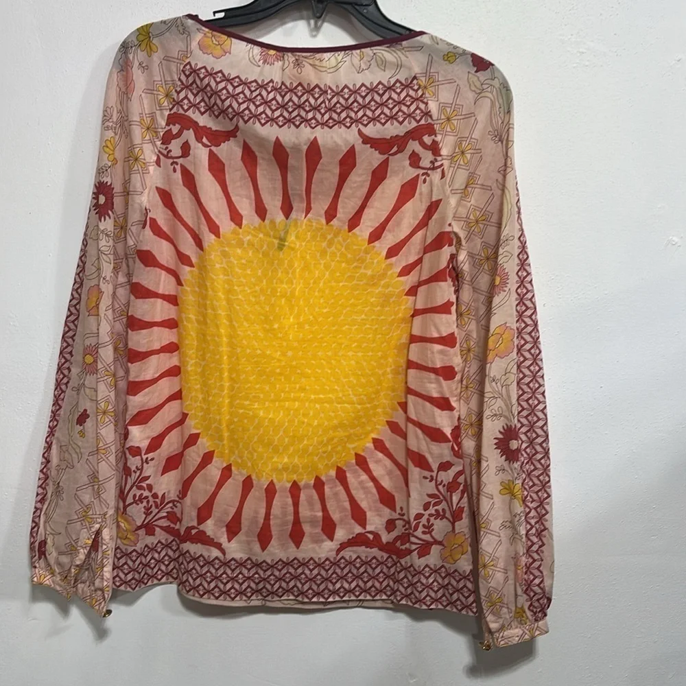 Tory Burch Sun and flowers Lisa Giverny print cotton tunic boho shirt size 2
